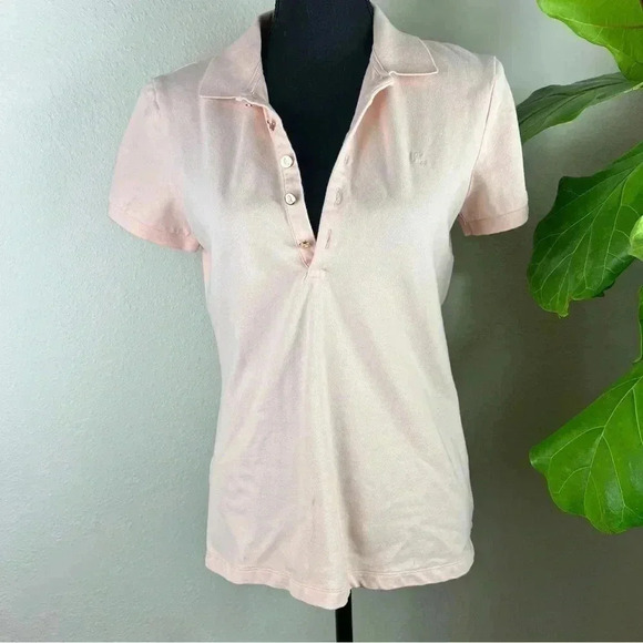Ralph Lauren Women’s Pale Pink Polo with Gold Signature Buttons Size Medium - Picture 8 of 13